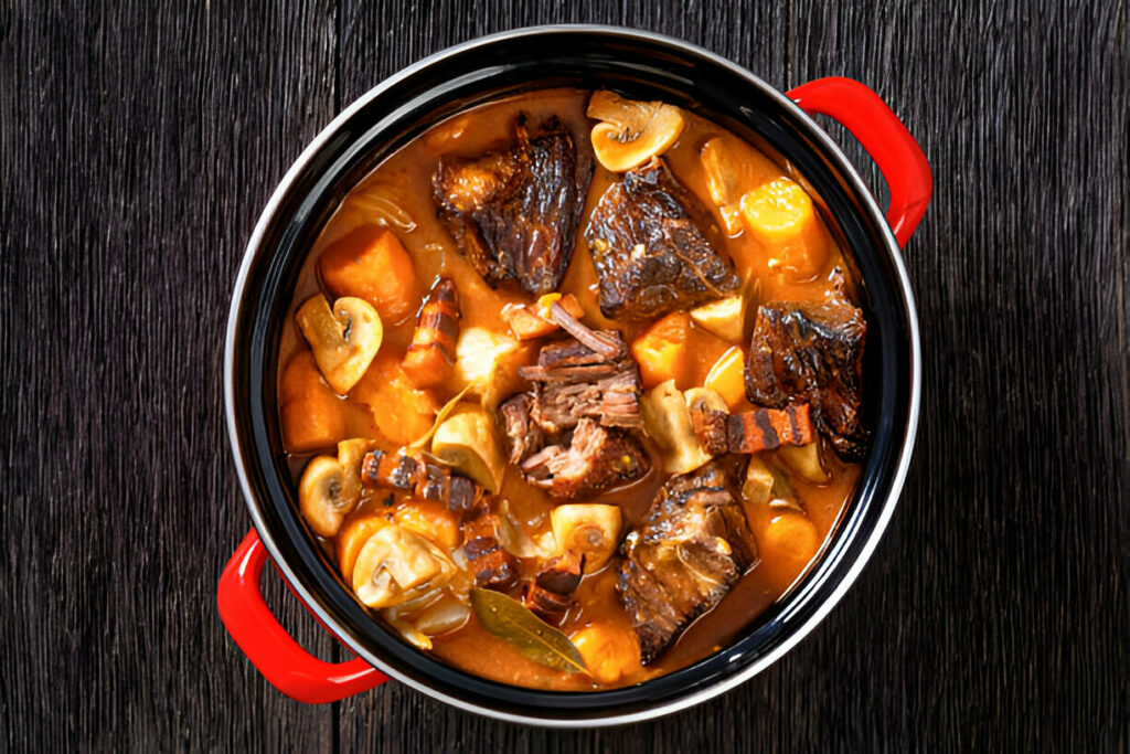 Roasted Grass Fed Beef Burgundy with Stew Cubes Recipe