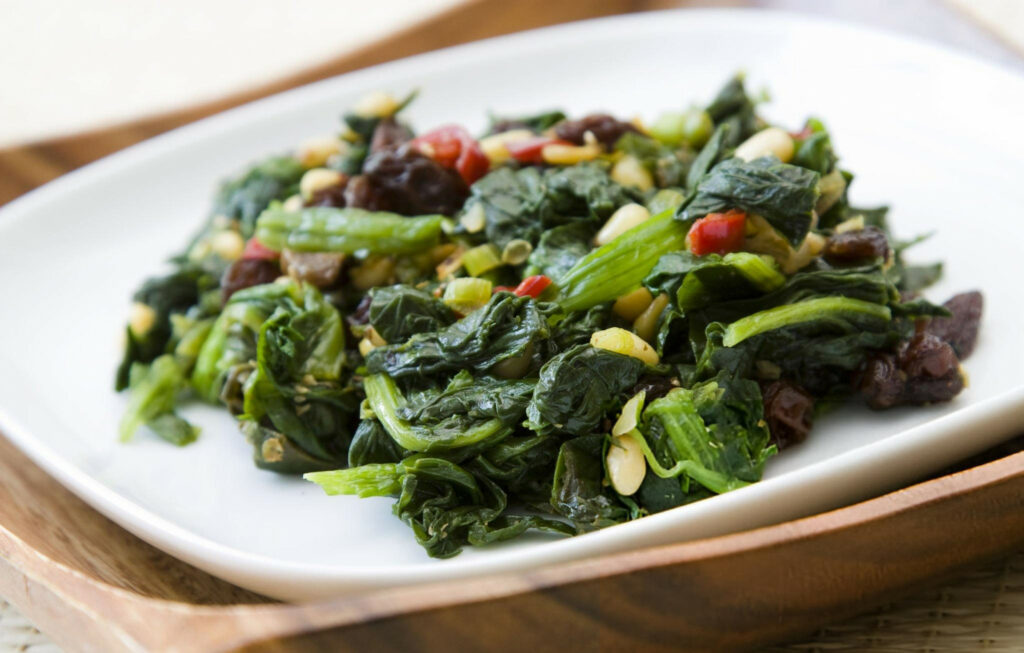 Escarole with Raisins and Pine Nuts Recipe